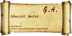 Gönczöl Anikó névjegykártya